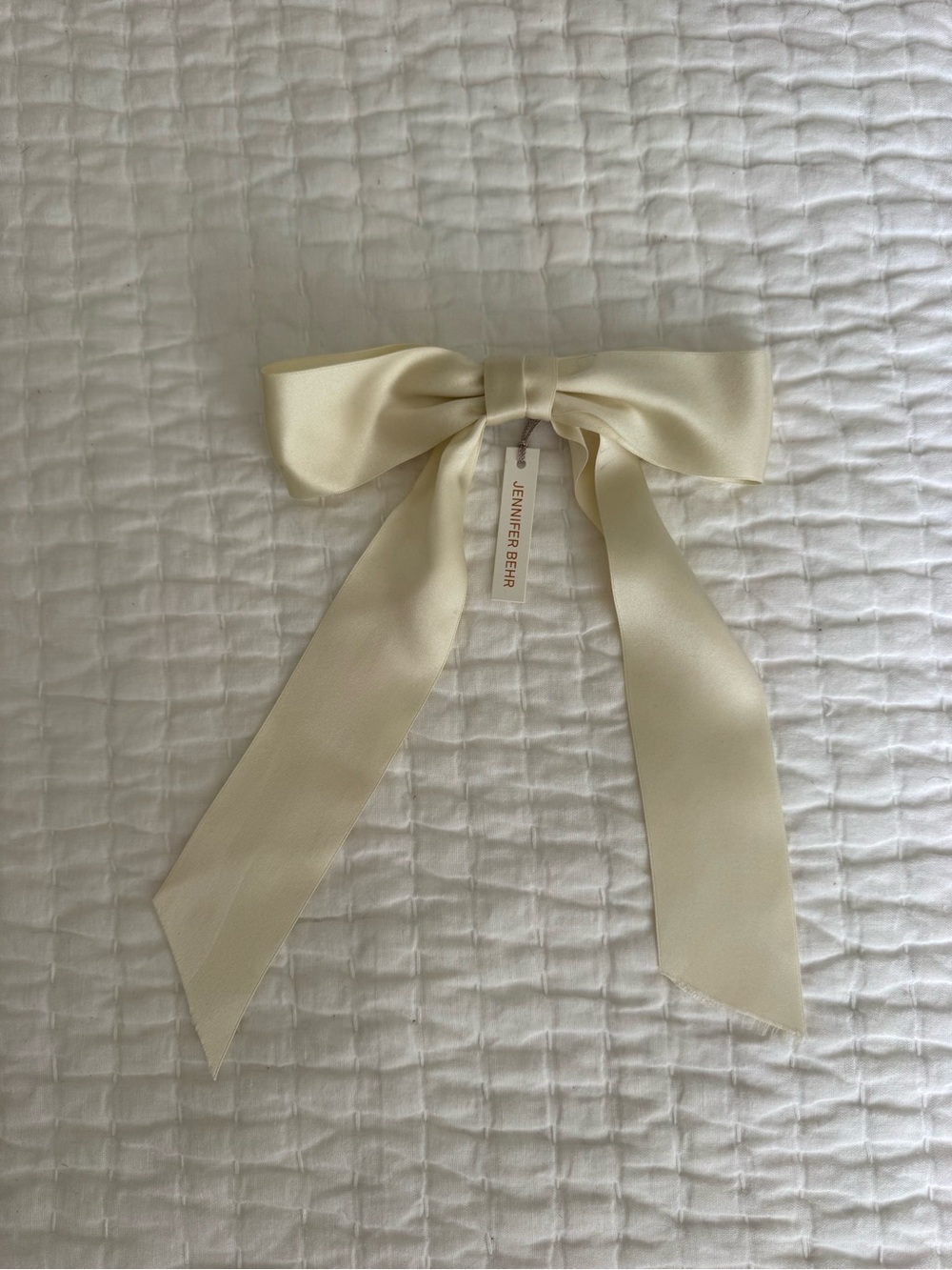 Jennifer Behr Ivory Satin Bow Hair Clip